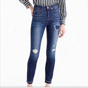 J Crew Lookout High Rise Skinny Jeans distressed Inseam 27” rise 10” size 30 EUC